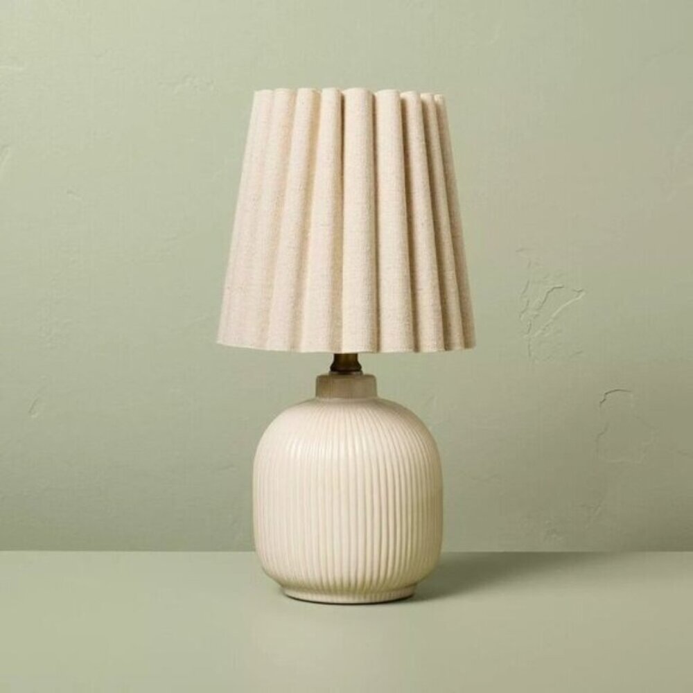 Ribbed Ceramic Table Lamp Cream/Oatmeal‎ - Hearth & Hand Magnolia, Target